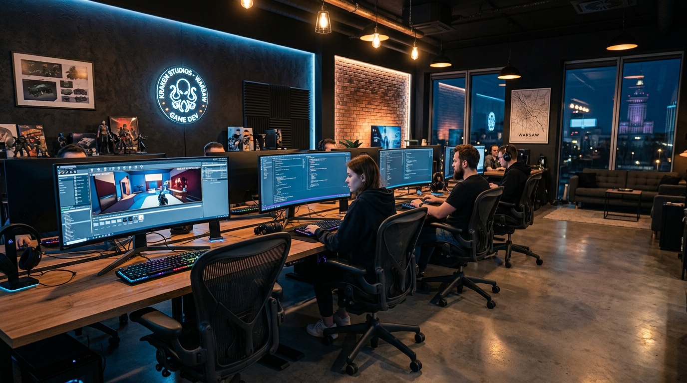 PixForge studio workspace in Warsaw with designers at work